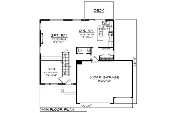 Floor Plan - Main Floor for Modern House Plan #70-1466 - 4 bed, 2.5 bath