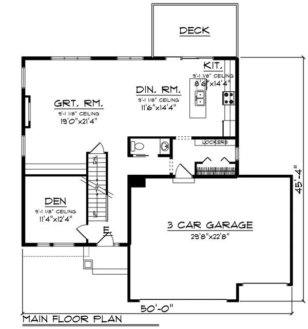 Architectural House Design - Modern Floor Plan - Main Floor Plan #70-1466