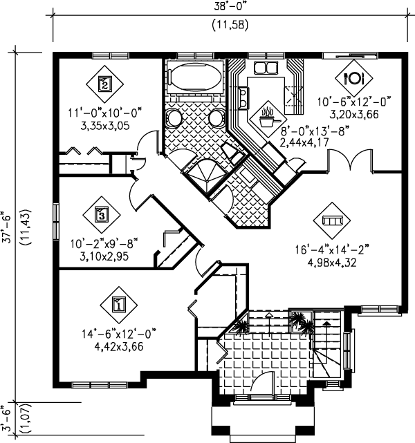 European Floor Plan - Main Floor Plan #25-178
