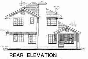Exterior - Rear Elevation for European House Plan #18-9079 - 4 bed, 2.5 bath