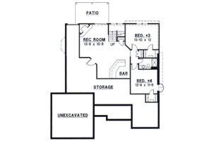 Floor Plan - Lower Floor for European House Plan #67-351 - 4 bed, 3 bath