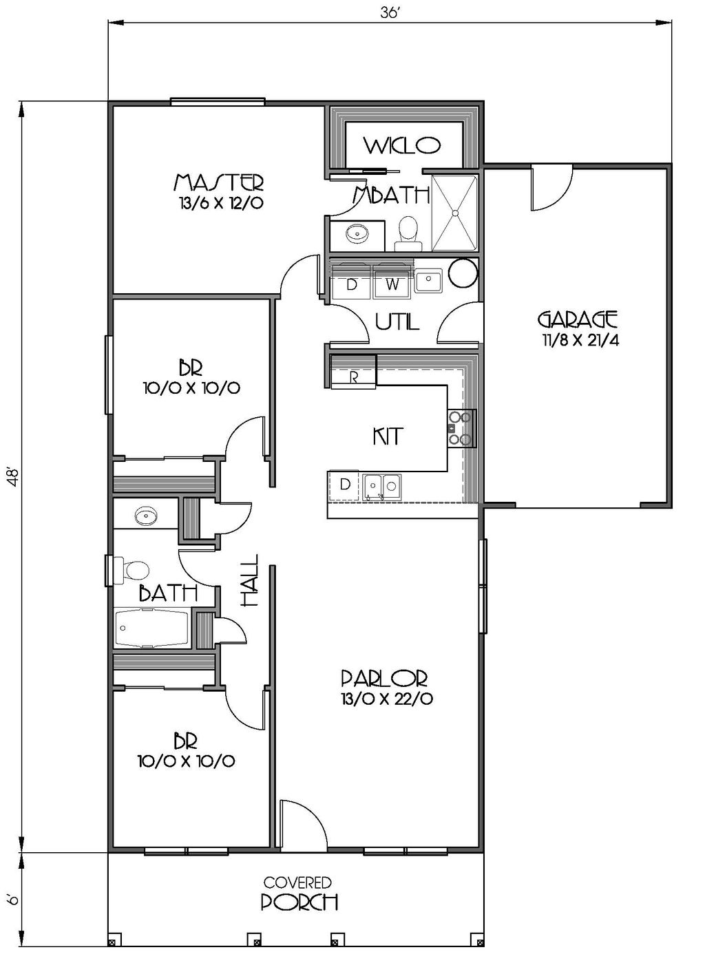 Cottage Style House Plan 3 Beds 2 Baths 1152 Sq Ft Plan 423 57 Houseplans Com