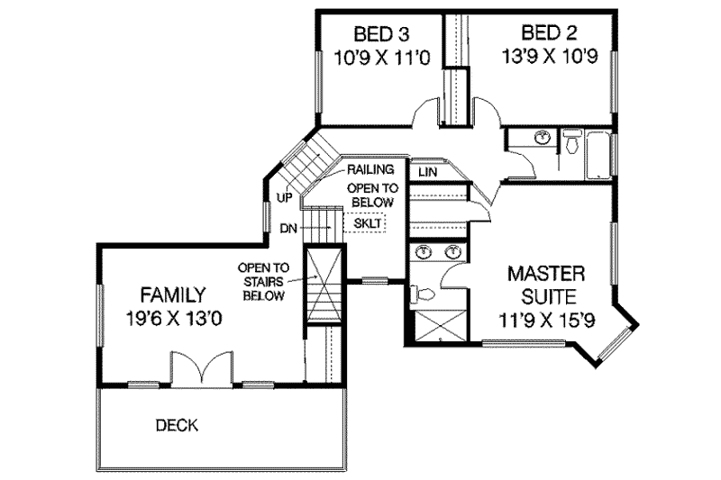 Home Plan - Floor Plan - Upper Floor for Bungalow House Plan #60-320 - 3 bed, 2.5 bath