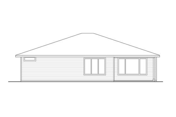 Exterior - Rear Elevation for Prairie House Plan #124-1173 - 3 bed, 2 bath
