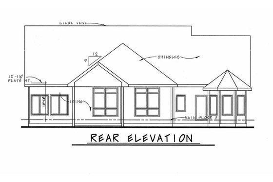 Exterior - Rear Elevation for Craftsman House Plan #20-2080 - 2 bed, 2 bath