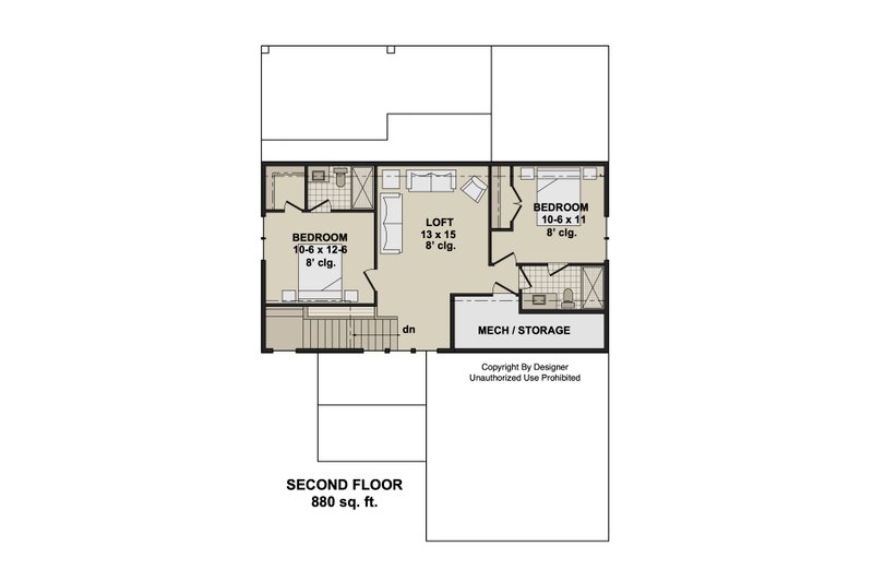 House Blueprint - Floor Plan - Upper Floor for Farmhouse House Plan #51-1523 - 3 bed, 3.5 bath