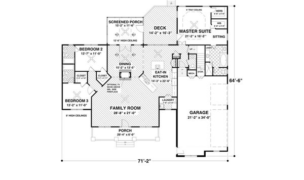 Architectural House Design - Beach Floor Plan - Main Floor Plan #56-640