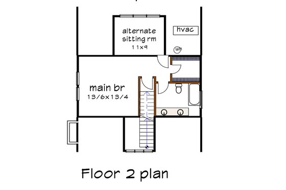 Floor Plan - Upper Floor for Bungalow House Plan #79-192 - 3 bed, 2 bath