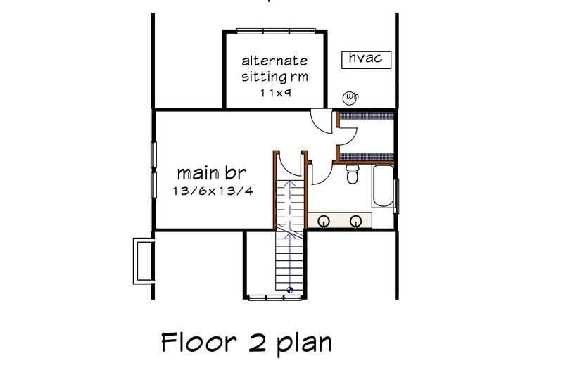 Home Plan - Floor Plan - Upper Floor for Bungalow House Plan #79-192 - 3 bed, 2 bath