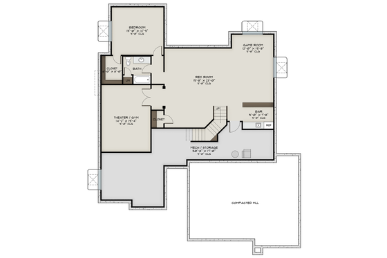 Floor Plan - Lower Floor for Contemporary House Plan #1108-12 - 3 bed, 2.5 bath