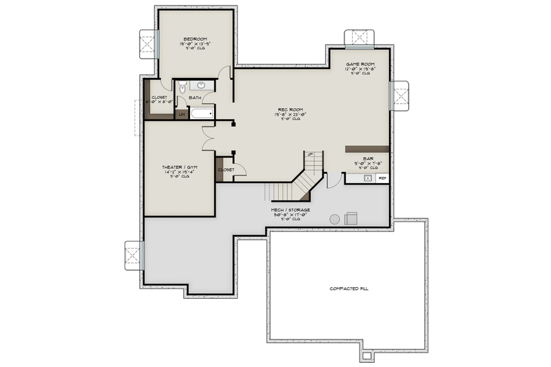 House Plan Design - Floor Plan - Lower Floor for Contemporary House Plan #1108-12 - 3 bed, 2.5 bath