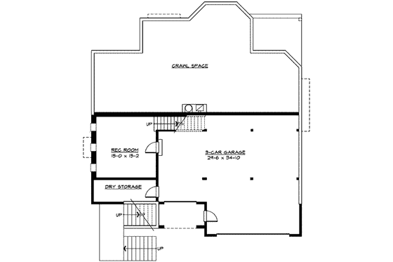 Floor Plan - Lower Floor for Craftsman House Plan #132-163 - 4 bed, 2.5 bath