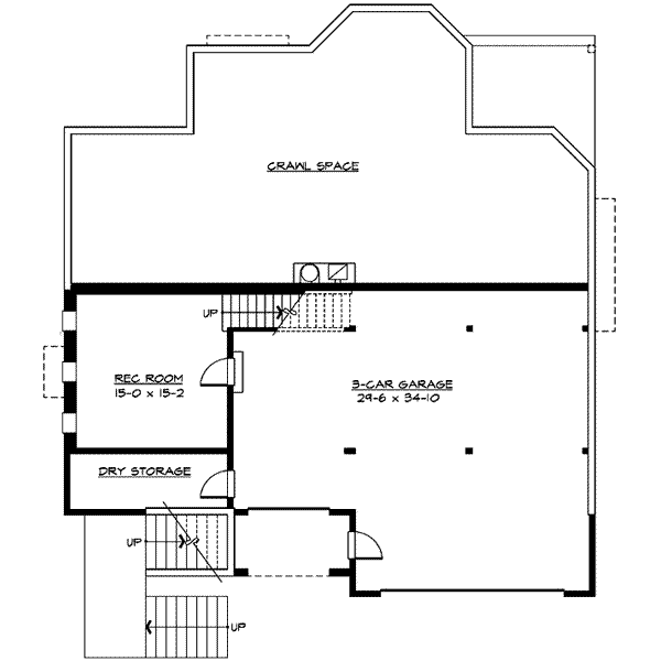 Craftsman Floor Plan - Lower Floor Plan #132-163