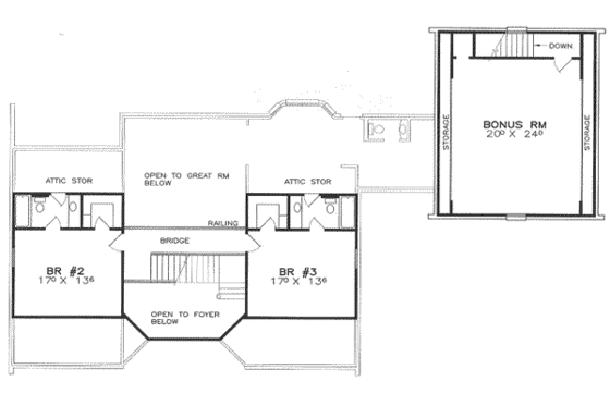 Floor Plan - Upper Floor for European House Plan #8-109 - 3 bed, 3.5 bath