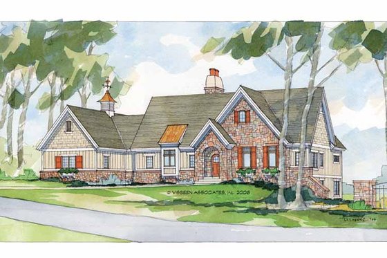 Exterior - Front Elevation 4 for European House Plan #928-40 - 4 bed, 3 bath