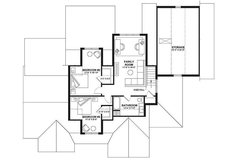 House Blueprint - Floor Plan - Upper Floor for Traditional House Plan #23-2846 - 3 bed, 2.5 bath
