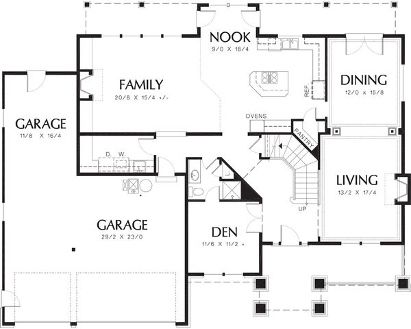 Architectural House Design - Craftsman Floor Plan - Main Floor Plan #48-119