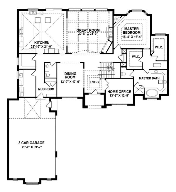 Dream House Plan - European Floor Plan - Main Floor Plan #1057-3