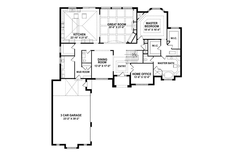 Dream House Plan - Floor Plan - Main Floor for European House Plan #1057-3 - 4 bed, 3.5 bath