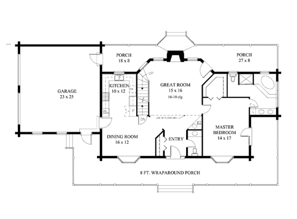 Architectural House Design - Log Floor Plan - Main Floor Plan #964-12