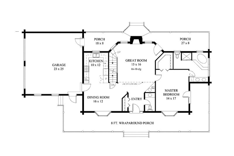 House Design - Floor Plan - Main Floor for Log House Plan #964-12 - 5 bed, 3.5 bath