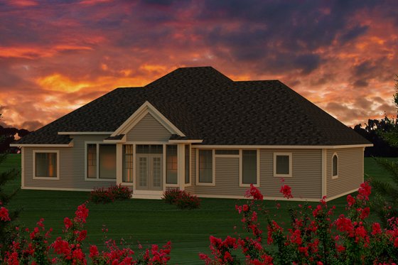 Exterior - Rear Elevation for Ranch House Plan #70-1170 - 3 bed, 2 bath
