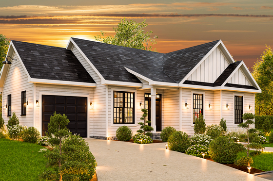 Exterior - Front Elevation 4 for Traditional House Plan #54-617 - 3 bed, 2 bath