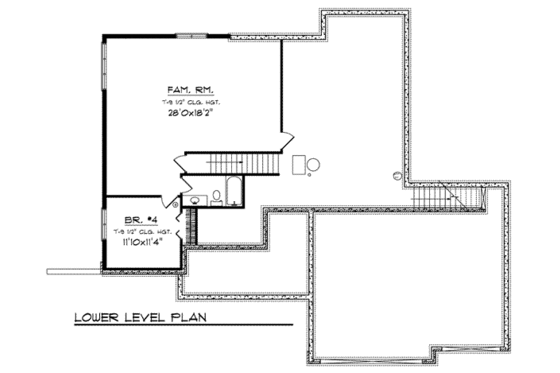 Floor Plan - Lower Floor for Traditional House Plan #70-815 - 4 bed, 3 bath