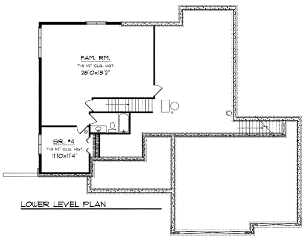 Home Plan - Traditional Floor Plan - Lower Floor Plan #70-815