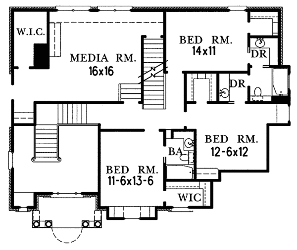 Architectural House Design - Traditional Floor Plan - Upper Floor Plan #15-347