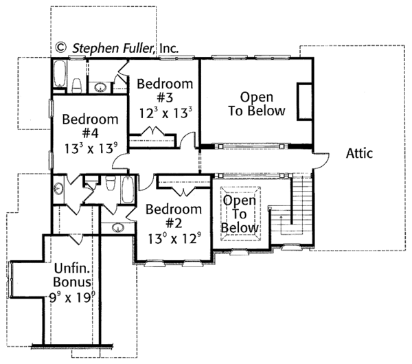 Architectural House Design - Colonial Floor Plan - Upper Floor Plan #429-414