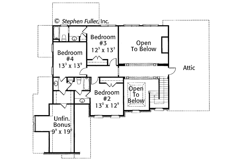 Architectural House Design - Floor Plan - Upper Floor for Colonial House Plan #429-414 - 4 bed, 3.5 bath