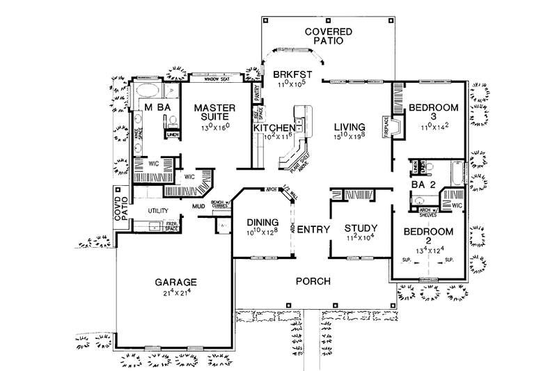 Dream House Plan - Floor Plan - Main Floor for Country House Plan #472-150 - 3 bed, 2 bath