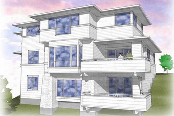 Exterior - Rear Elevation for Prairie House Plan #48-464 - 5 bed, 4 bath
