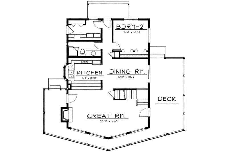 Home Plan - Floor Plan - Main Floor for Modern House Plan #96-217 - 2 bed, 2 bath
