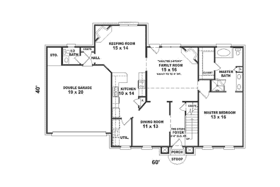 Floor Plan - Main Floor for Southern House Plan #81-204 - 4 bed, 3.5 bath