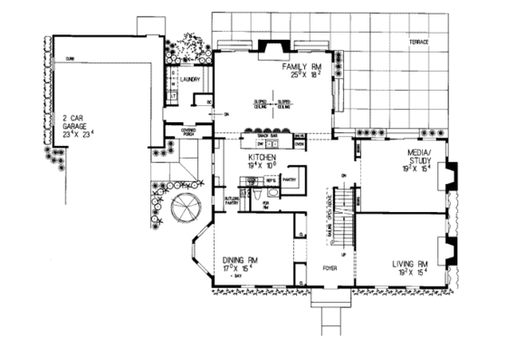 Floor Plan - Main Floor for Colonial House Plan #72-371 - 3 bed, 2.5 bath