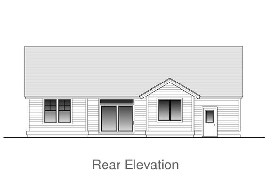 Exterior - Rear Elevation for Craftsman House Plan #53-612 - 3 bed, 2 bath