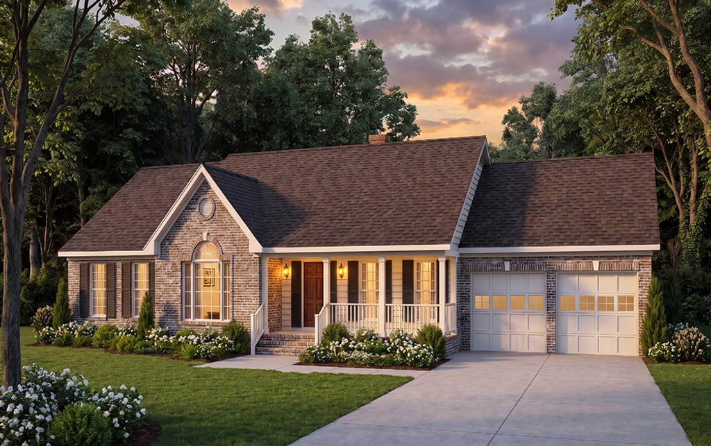 Exterior - Front Elevation 2 for Ranch House Plan #406-168 - 3 bed, 2 bath