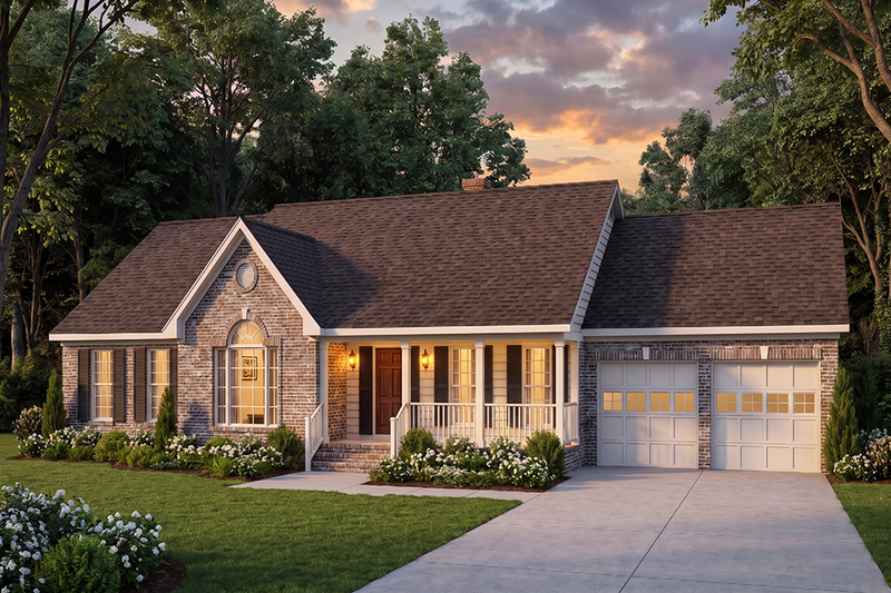 Exterior - Front Elevation 2 for Ranch House Plan #406-168 - 3 bed, 2 bath