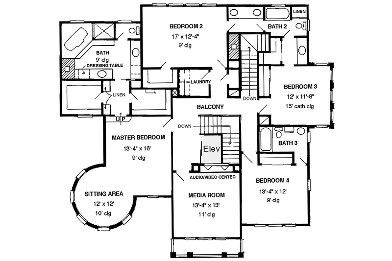 House Blueprint - Floor Plan - Upper Floor for Craftsman House Plan #410-3570 - 4 bed, 3.5 bath