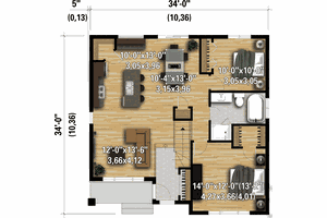 Floor Plan - Main Floor for Contemporary House Plan #25-4919 - 2 bed, 1 bath
