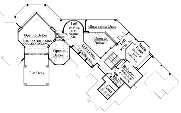 House Blueprint - Mediterranean Floor Plan - Upper Floor Plan #930-412