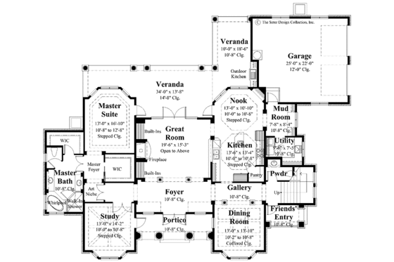 Floor Plan - Main Floor for Classical House Plan #930-277 - 4 bed, 4.5 bath