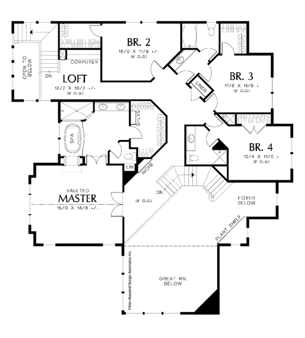House Blueprint - Craftsman Floor Plan - Upper Floor Plan #48-852