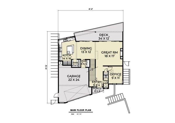 House Blueprint - Contemporary Floor Plan - Main Floor Plan #1070-265