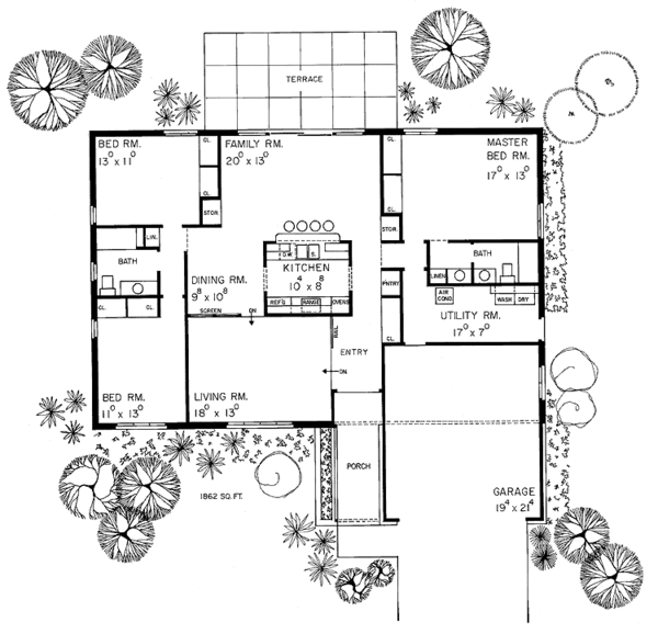 Dream House Plan - Ranch Floor Plan - Main Floor Plan #72-617