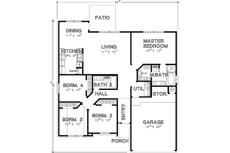 Architectural House Design - Floor Plan - Main Floor for European House Plan #472-423 - 4 bed, 2 bath
