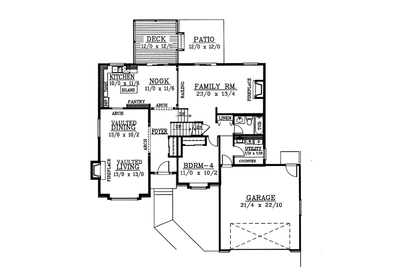 Home Plan - Floor Plan - Main Floor for Traditional House Plan #1037-24 - 4 bed, 3 bath