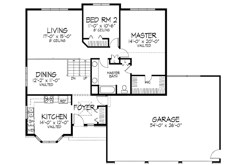 Home Plan - Floor Plan - Main Floor for European House Plan #51-705 - 3 bed, 2 bath